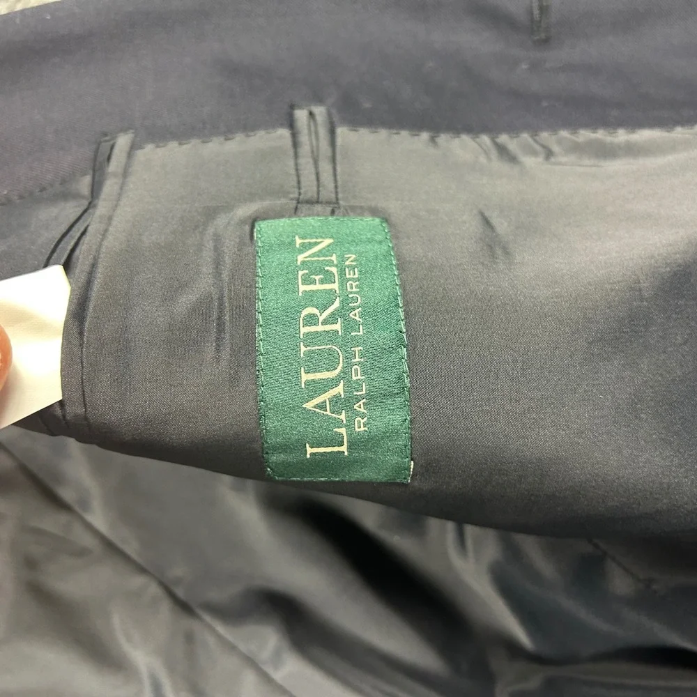 Lauren Ralph Lauren Blazer Mens 42L Navy Blue Wool Gold Crest Button Sport Coat‎